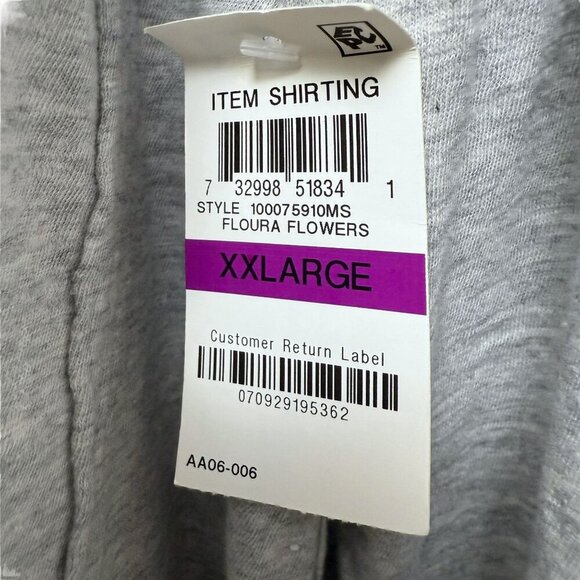 Style & Co. Gray Henley Tee XXL Womens Boho Top Embroidered Long Sleeve NWT - Picture 5 of 9